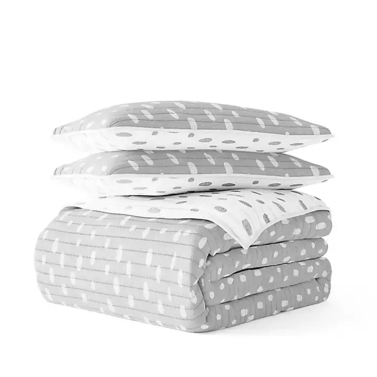 Quilts-Kirklands Home Gray Dotted Reversible 3-pc. King Quilt Set