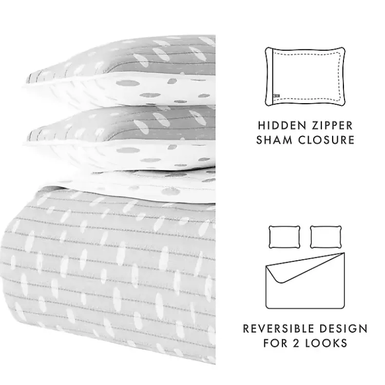 Quilts-Kirklands Home Gray Dotted Reversible 3-pc. King Quilt Set