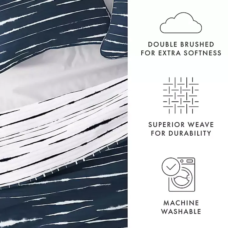 Quilts-Kirklands Home Navy Linear Reversible 3-pc. Queen Quilt Set