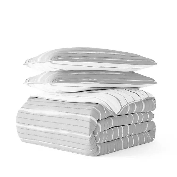 Quilts-Kirklands Home Gray Linear Reversible 3-pc. King Quilt Set