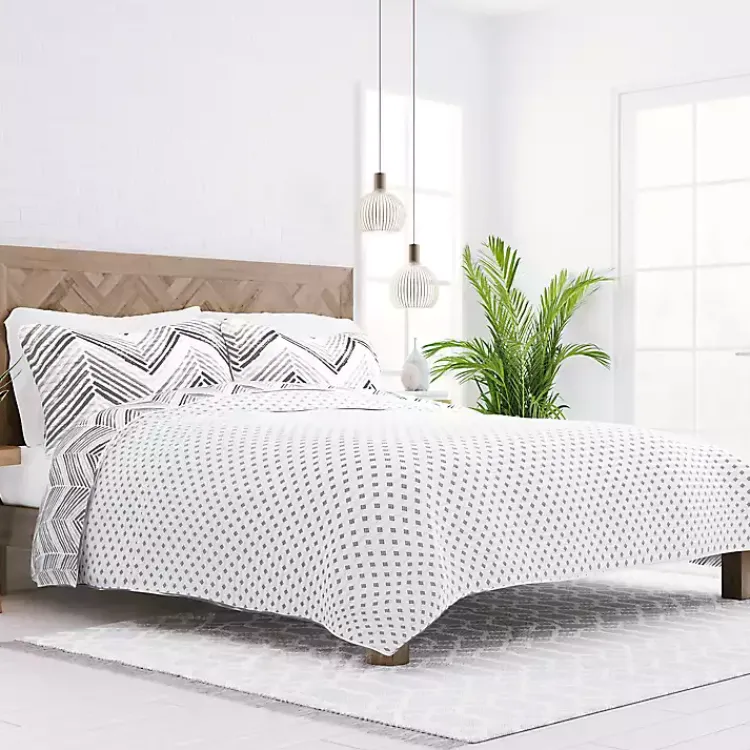 Quilts-Kirklands Home Gray Chevron Reversible 3-pc. King Quilt Set