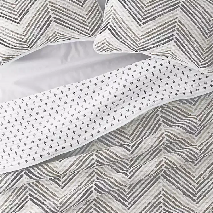 Quilts-Kirklands Home Gray Chevron Reversible 3-pc. King Quilt Set