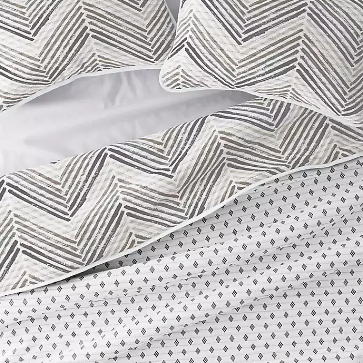 Quilts-Kirklands Home Gray Chevron Reversible 3-pc. King Quilt Set