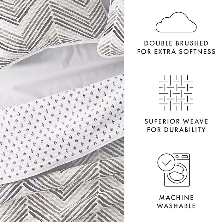 Quilts-Kirklands Home Gray Chevron Reversible 3-pc. King Quilt Set