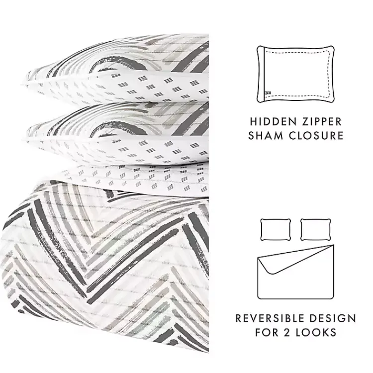 Quilts-Kirklands Home Gray Chevron Reversible 3-pc. King Quilt Set