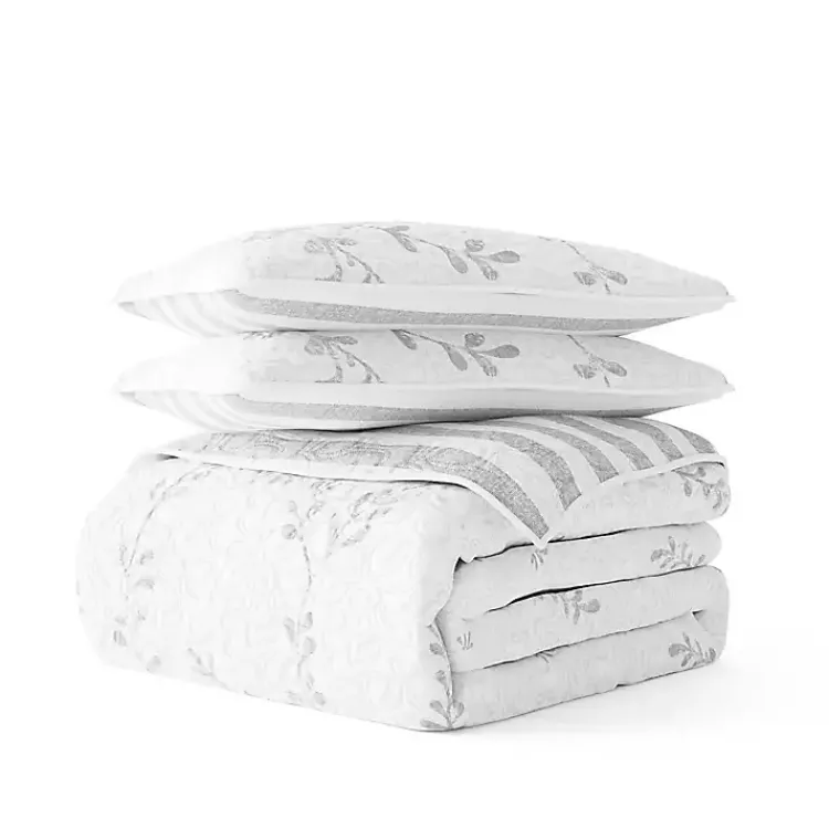 Quilts-Kirklands Home Gray Vines Reversible 3-pc. King Quilt Set