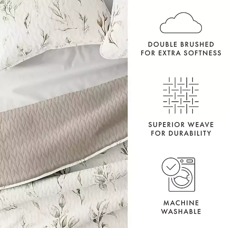 Quilts-Kirklands Home Watercolor Leaves Reversible 3-pc. Queen Quilt Set