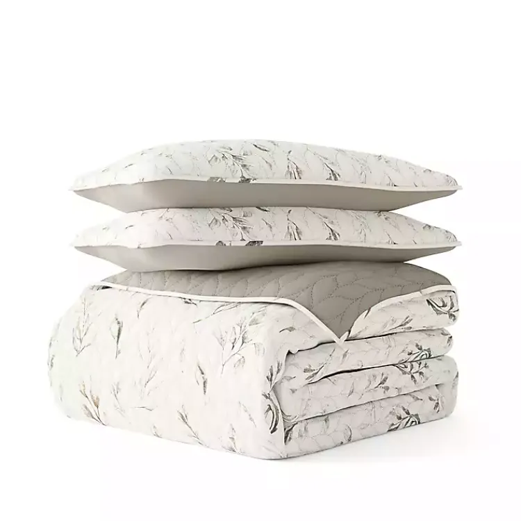 Quilts-Kirklands Home Watercolor Leaves Reversible 3-pc. King Quilt Set