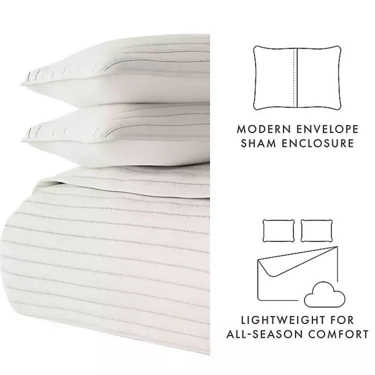 Quilts-Kirklands Home Natural Stitched Stripes 3-pc. King Quilt Set