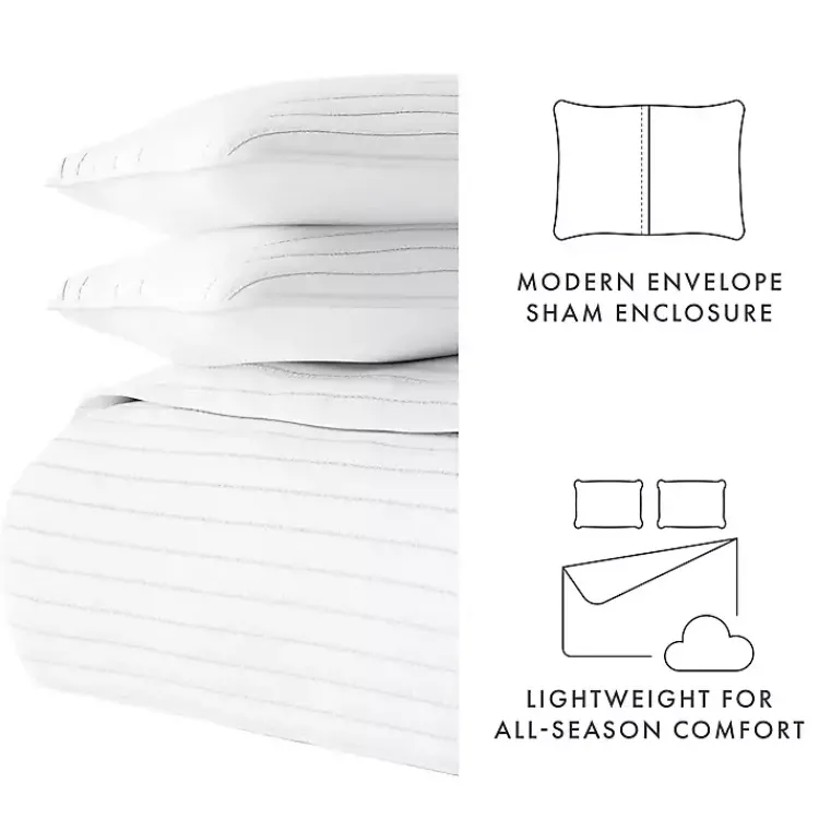 Quilts-Kirklands Home Stitched Stripes 2-pc. Twin Quilt Set White