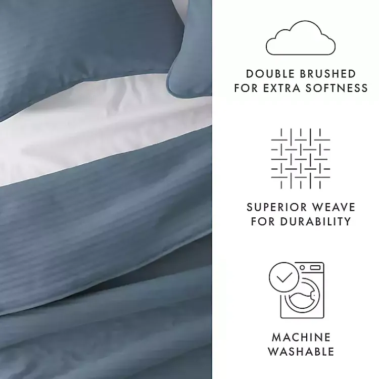 Quilts-Kirklands Home Stitched Stripes 3-pc. Queen Quilt Set Blue