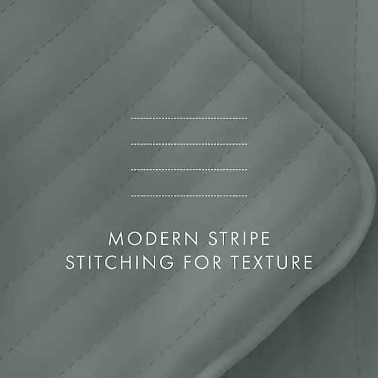 Quilts-Kirklands Home Stitched Stripes 3-pc. Queen Quilt Set Green