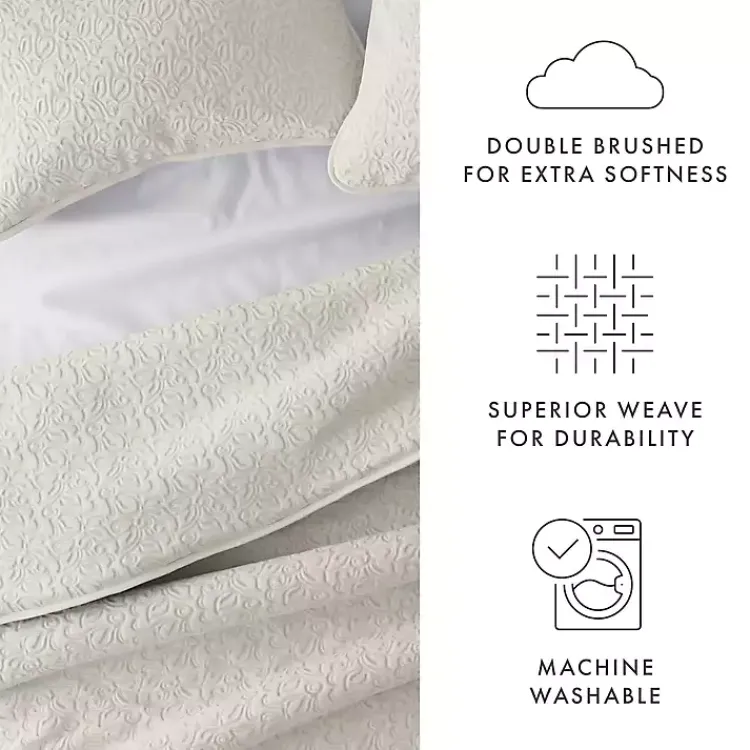 Quilts-Kirklands Home Natural Stitched Floral 2-pc. Twin Quilt Set Ivory