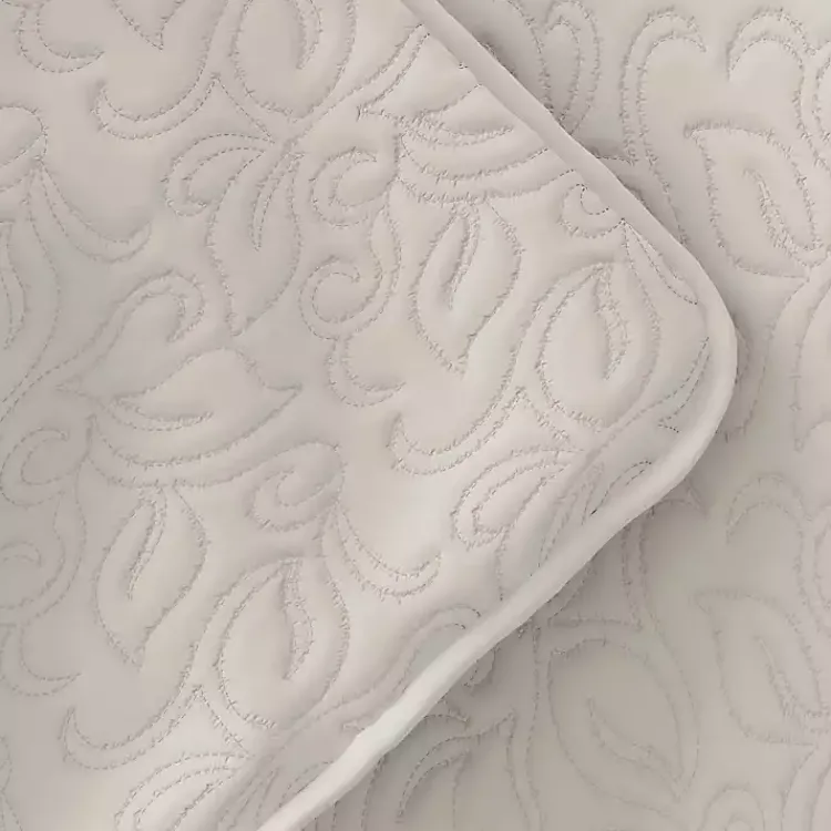 Quilts-Kirklands Home Natural Stitched Floral 3-pc. King Quilt Set Ivory