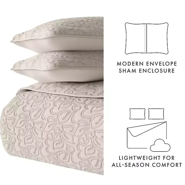 Quilts-Kirklands Home Latte Floral Stitch 2-pc. Twin Quilt Set Tan