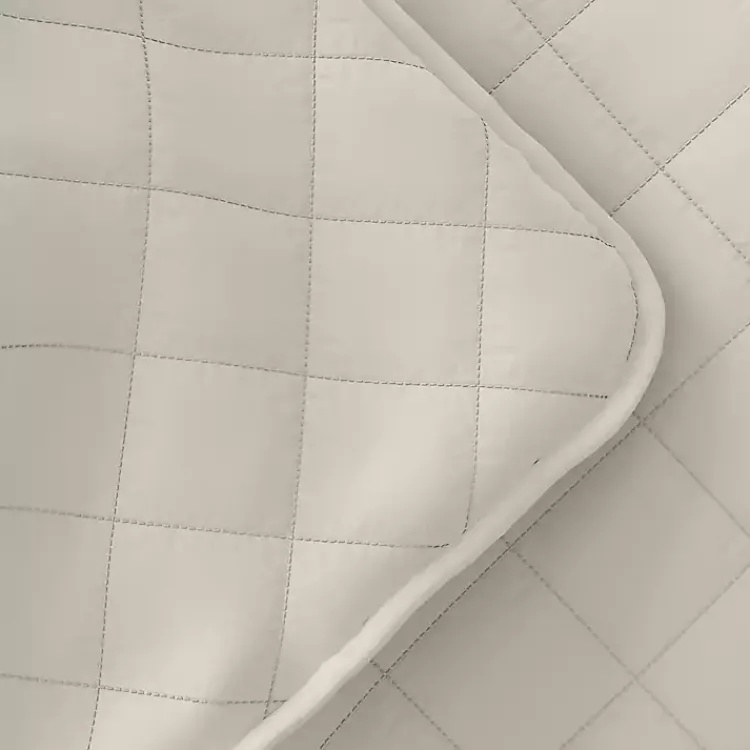 Quilts-Kirklands Home Natural Stitched Diamond 3-pc. Queen Quilt Set Ivory