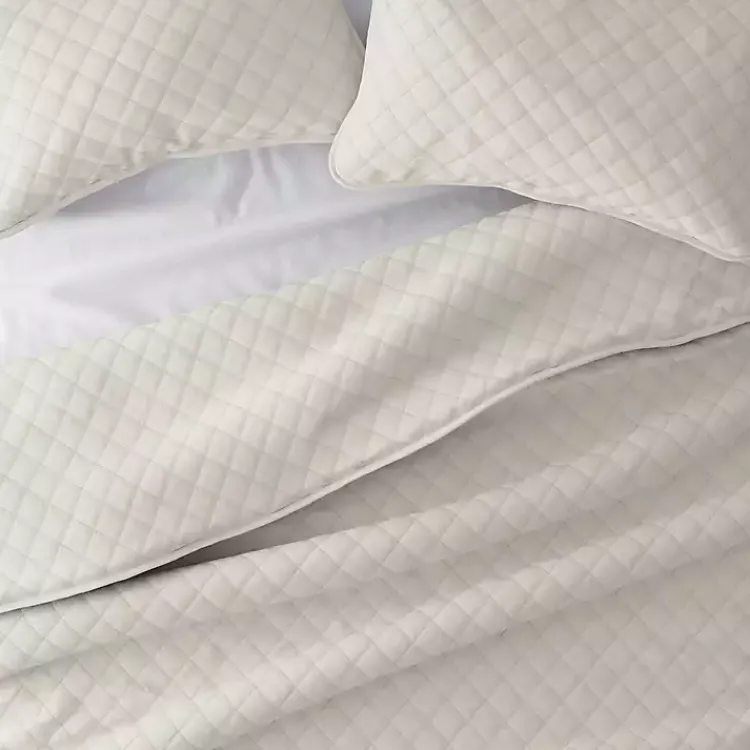 Quilts-Kirklands Home Natural Stitched Diamond 3-pc. King Quilt Set Ivory