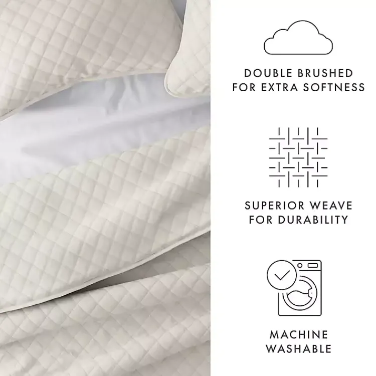 Quilts-Kirklands Home Natural Stitched Diamond 3-pc. King Quilt Set Ivory