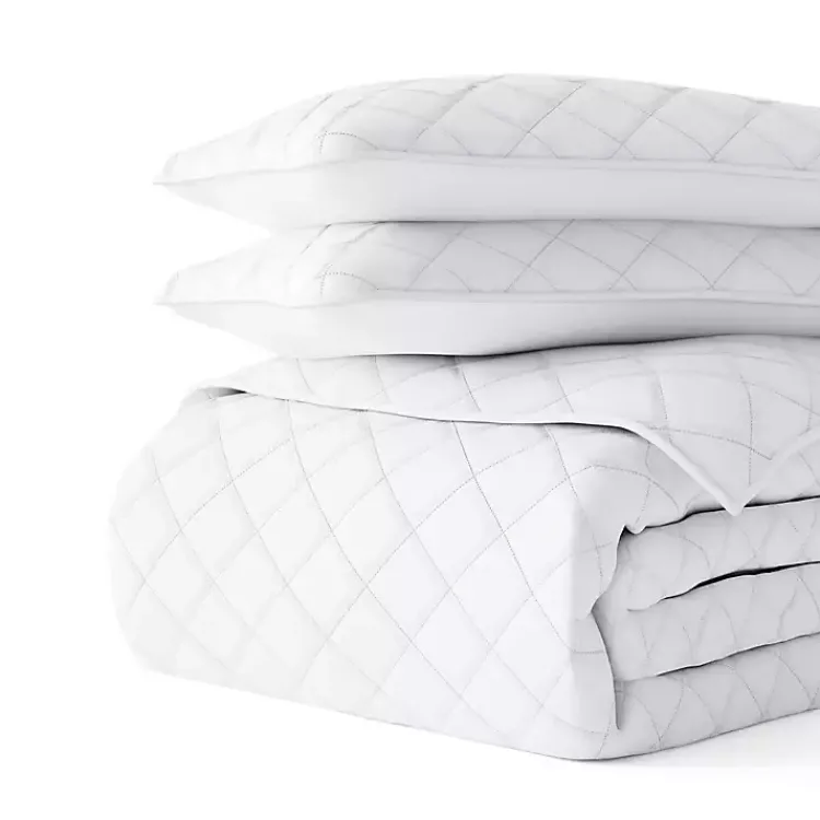 Quilts-Kirklands Home Stitched Diamond 3-pc. King Quilt Set White