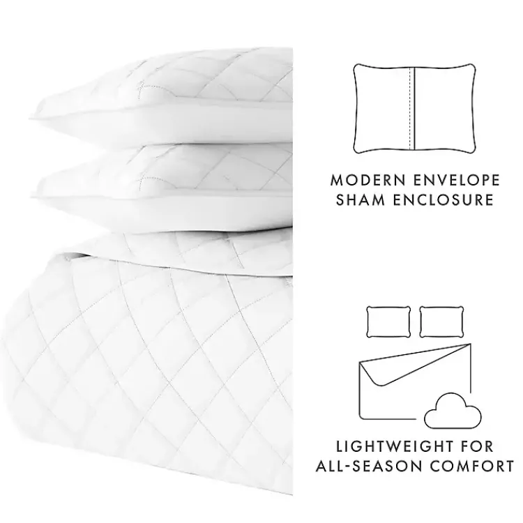 Quilts-Kirklands Home Stitched Diamond 3-pc. King Quilt Set White