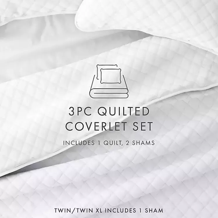 Quilts-Kirklands Home Stitched Diamond 3-pc. King Quilt Set White