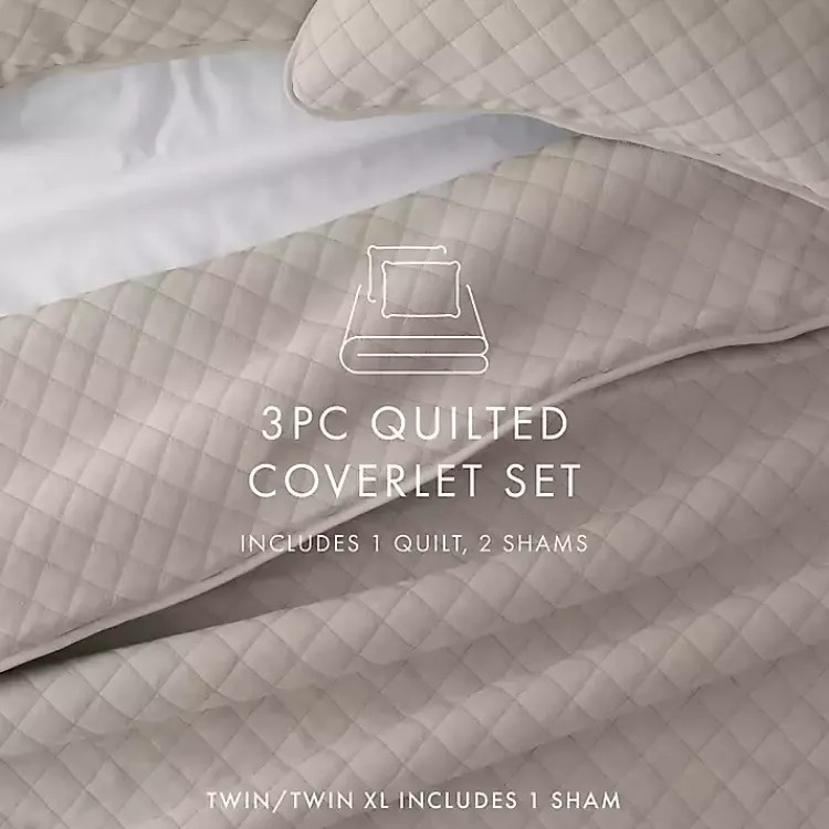 Quilts-Kirklands Home Latte Stitched Diamond 3-pc. King Quilt Set Tan