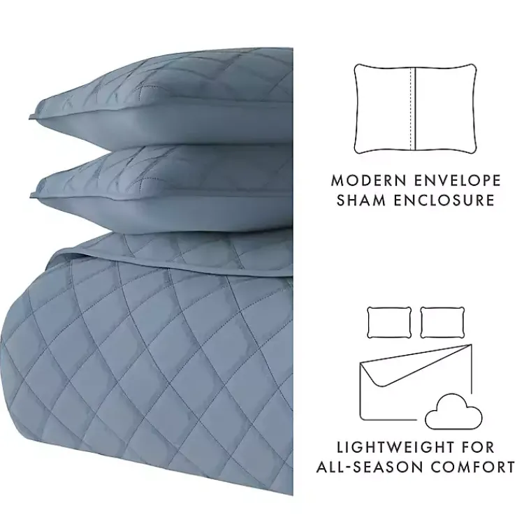 Quilts-Kirklands Home Stitched Diamond 2-pc. Twin Quilt Set Blue