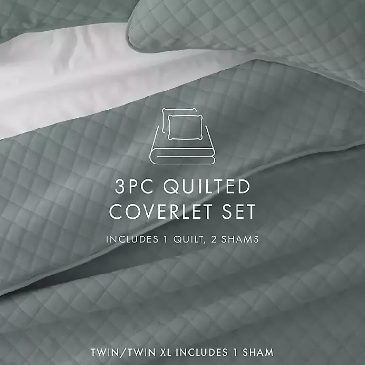 Quilts-Kirklands Home Stitched Diamond 2-pc. Twin Quilt Set Green