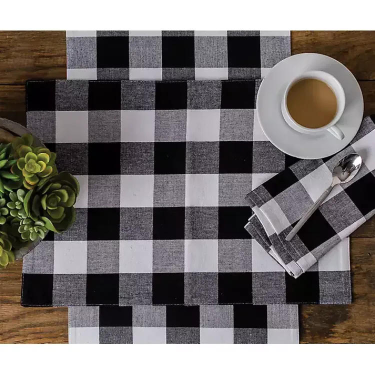 Table Linens-Kirklands Home Franklin Gingham Napkins, Set of 6 Black