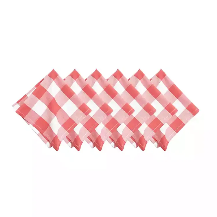 Table Linens-Kirklands Home Franklin Coral Gingham Napkins, Set of 6 Pink