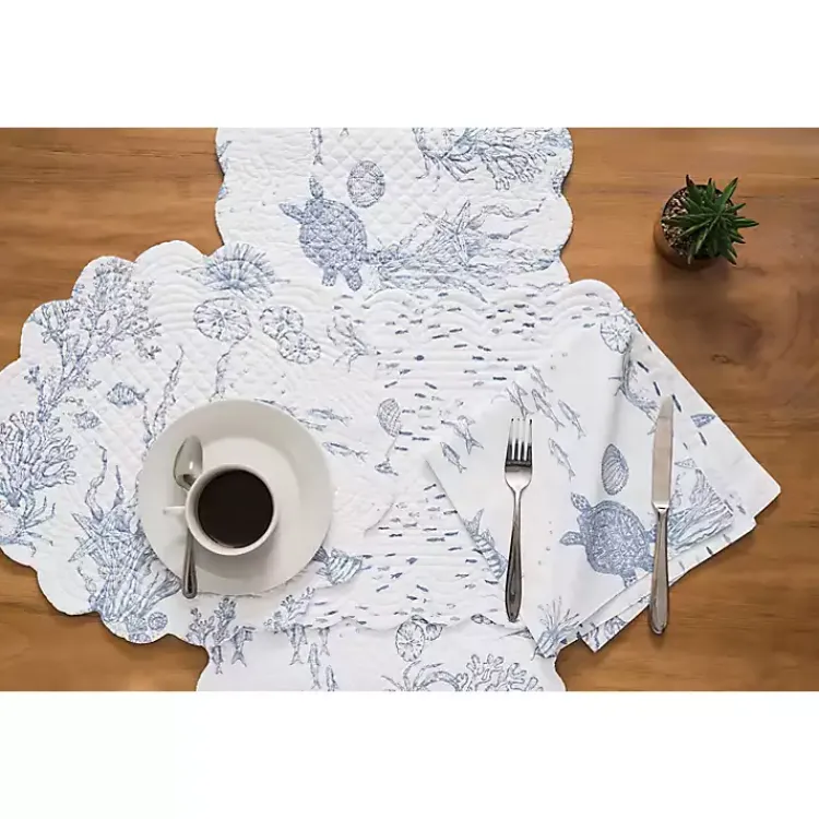 Table Linens-Kirklands Home Blue Makara Reef Napkins, Set of 6