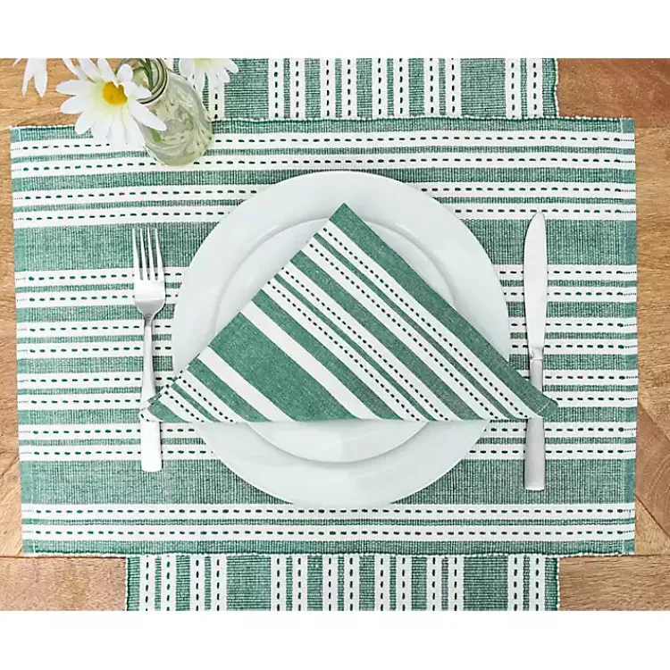 Table Linens-Kirklands Home Warner Emerald Stripe Placemats, Set of 6