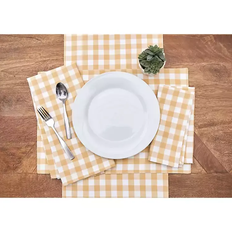 Table Linens-Kirklands Home Ashford Buffalo Check Placemats, Set of 6 Yellow