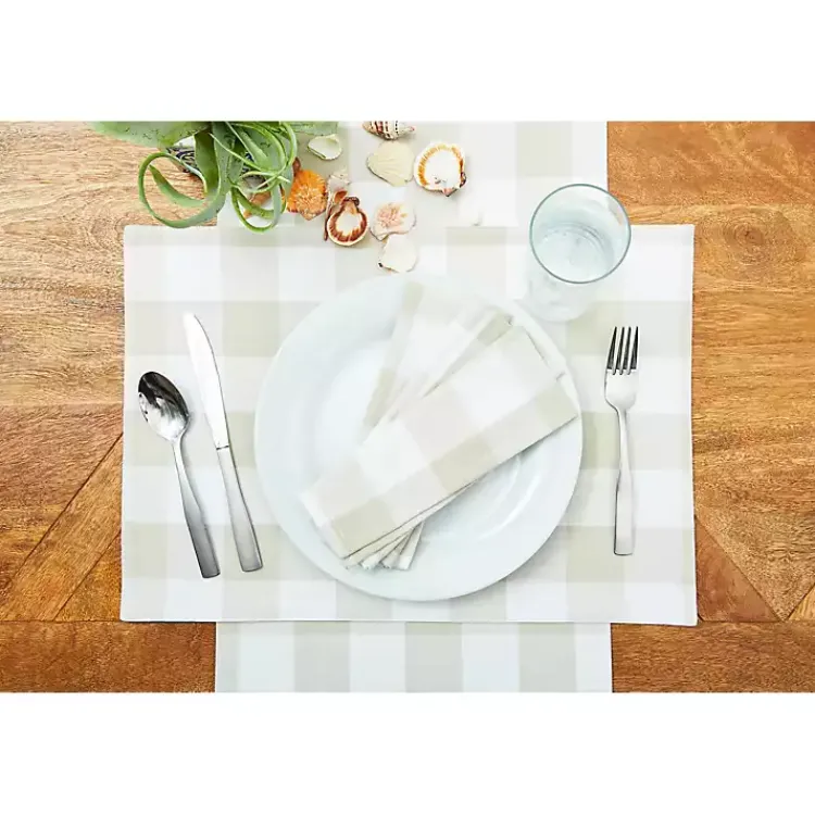 Table Linens-Kirklands Home Franklin Pebble Gingham Table Runner Tan