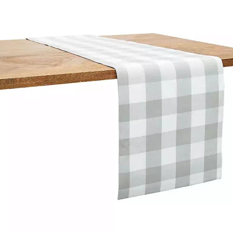 Table Linens-Kirklands Home Franklin Slate Gingham Table Runner Gray