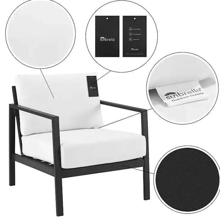 Outdoor Seating-Kirklands Home White Sunbrella Cushions Holland Outdoor Chair