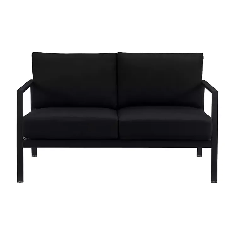 Outdoor Seating-Kirklands Home Sunbrella Cushions Holland Outdoor Loveseat Black