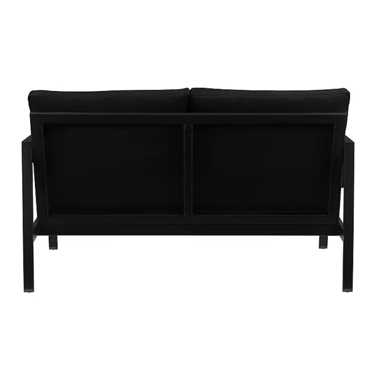 Outdoor Seating-Kirklands Home Sunbrella Cushions Holland Outdoor Loveseat Black