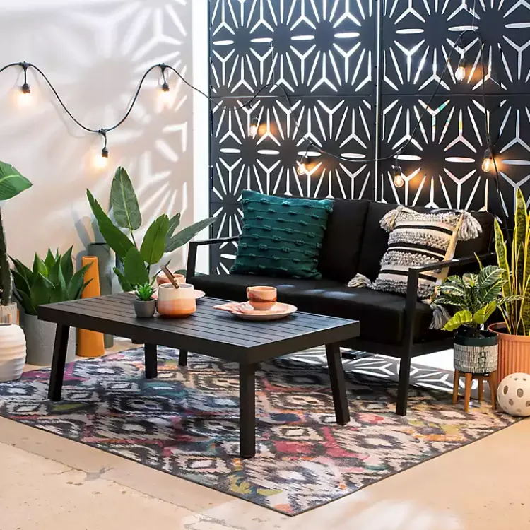 Outdoor Seating-Kirklands Home Sunbrella Cushions Holland Outdoor Loveseat Black