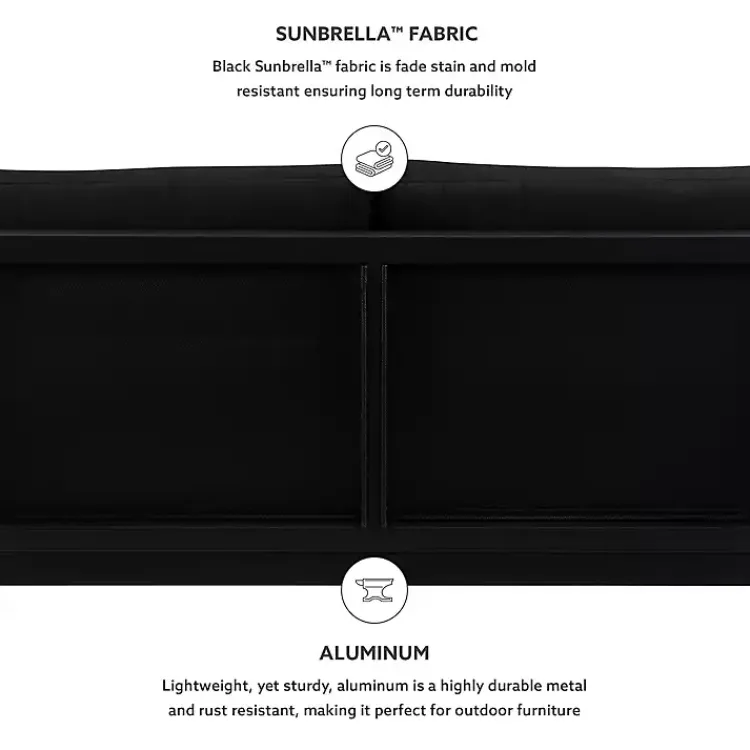 Outdoor Seating-Kirklands Home Sunbrella Cushions Holland Outdoor Loveseat Black