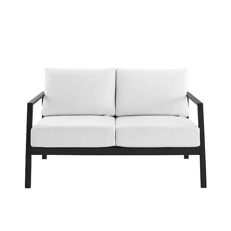 Outdoor Seating-Kirklands Home White Sunbrella Cushions Holland Outdoor Loveseat