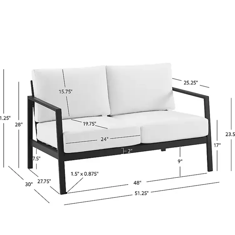 Outdoor Seating-Kirklands Home White Sunbrella Cushions Holland Outdoor Loveseat