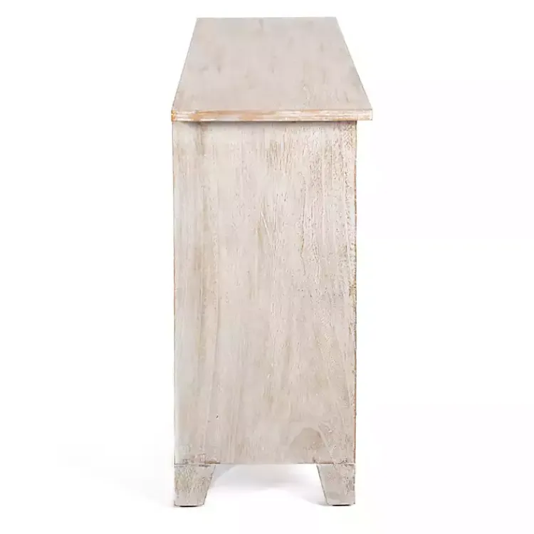 Cabinets & Sideboards-Kirklands Home Cream Washed Wood Carved Door Cabinet Tan