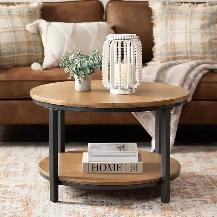 Coffee Tables-Kirklands Home Hayden Wood and Gunmetal Coffee Table