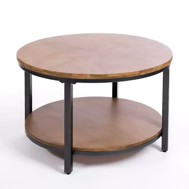 Coffee Tables-Kirklands Home Hayden Wood and Gunmetal Coffee Table