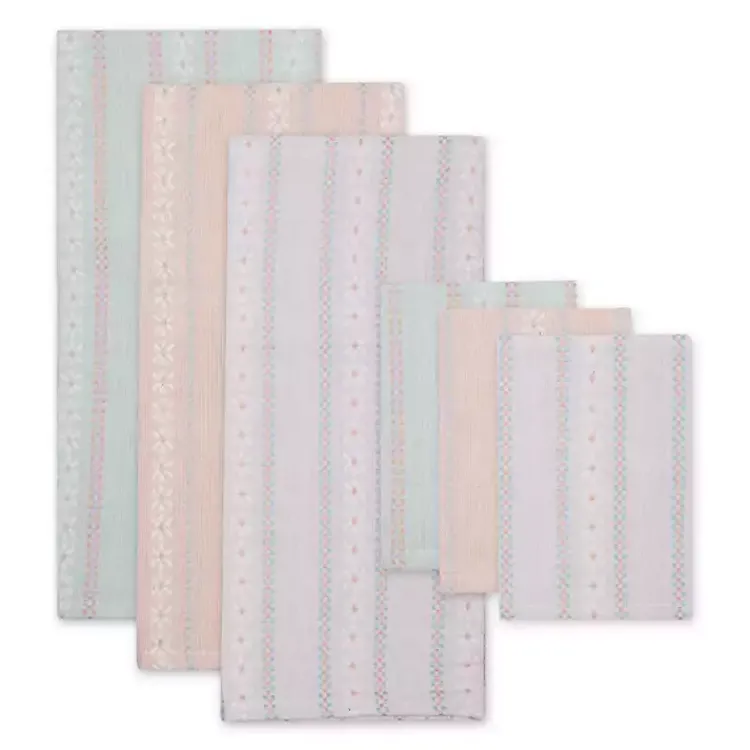 Kitchen Accessories-Kirklands Home Daisy Dobby 6-pc. Dish Towel and Cloth Set