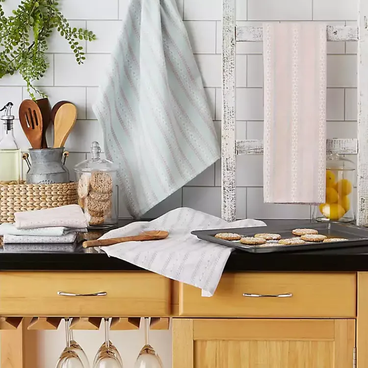 Kitchen Accessories-Kirklands Home Daisy Dobby 6-pc. Dish Towel and Cloth Set