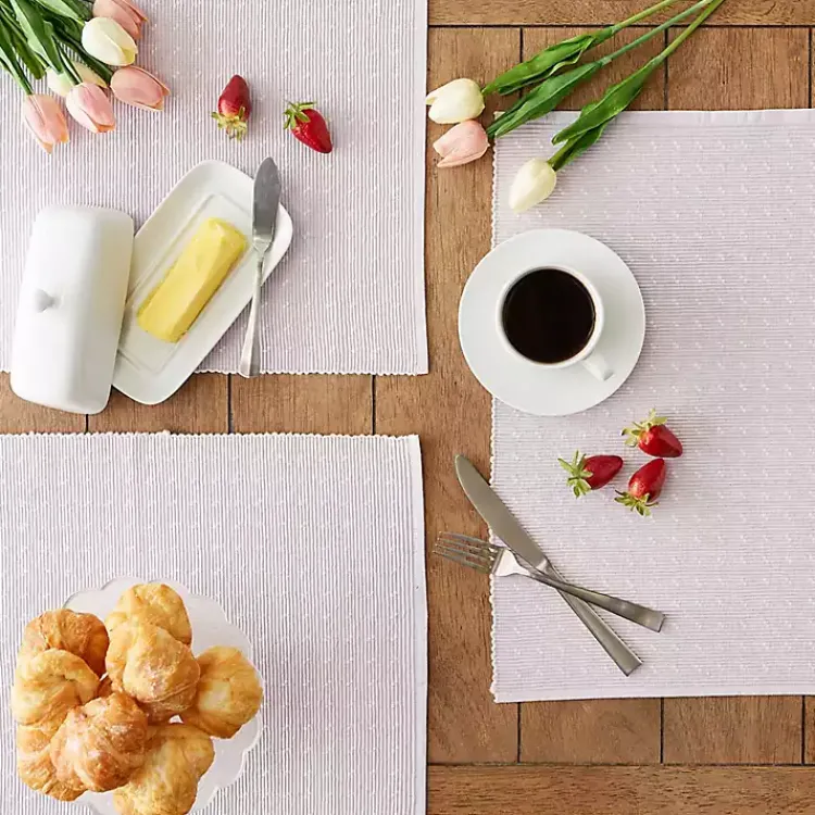 Table Linens-Kirklands Home Pastel Lavender Fog Dobby Placemats, Set of 6 Purple