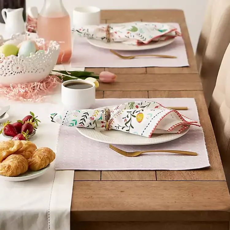 Table Linens-Kirklands Home Pastel Lavender Fog Dobby Placemats, Set of 6 Purple