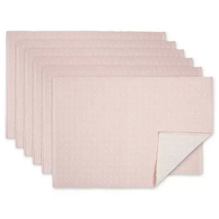 Table Linens-Kirklands Home Pastel Rose Dobby Placemats, Set of 6 Pink
